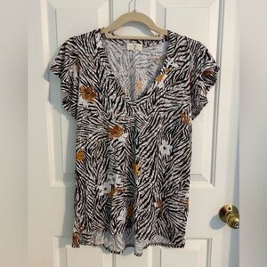 t.La for Anthropologie v-neck top with flutter sleeves.